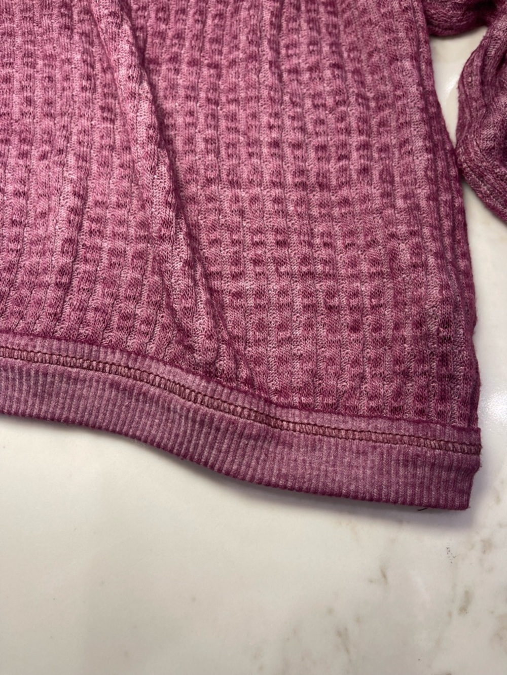 We The Free Women’s Waffle-Knit V-Neck Purple Top - Picture 6 of 16